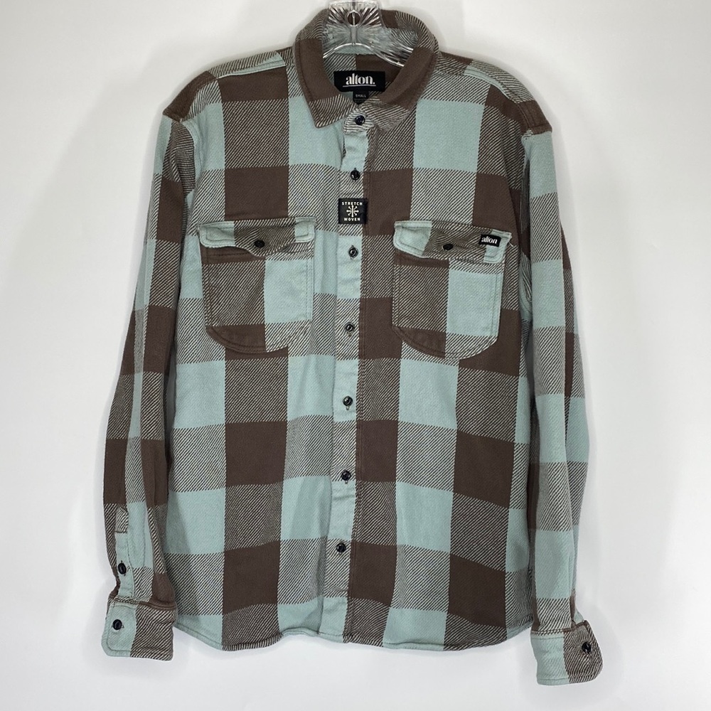 Alton Blue Brown Plaid Flannel Button Down Shirt Size Small